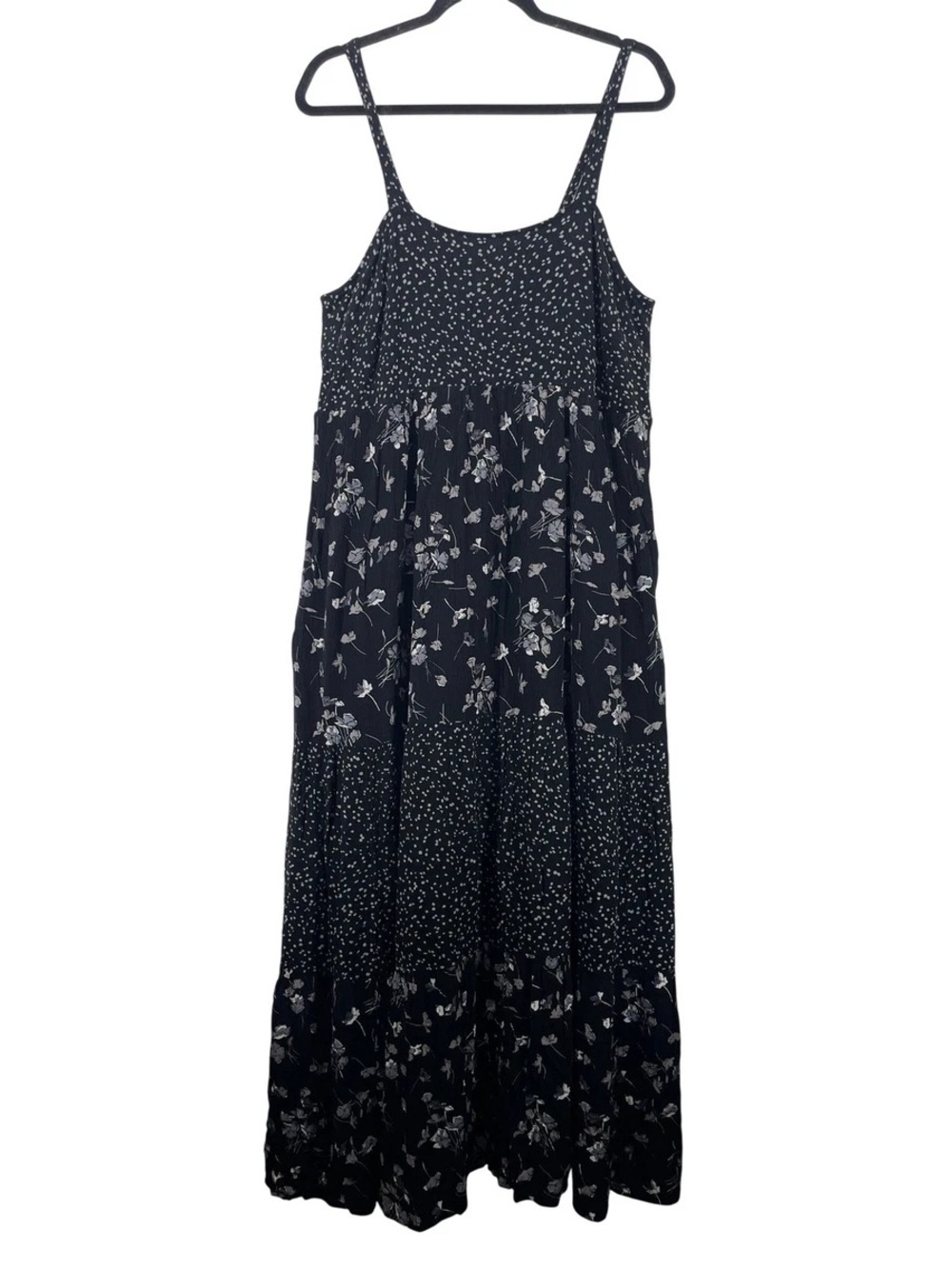 Terra & Sky - Black Floral Tiered Maxi Dress